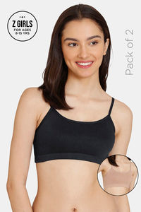 Zivame Girls Double Layered Non Wired Full Coverage Slip-on Beginner Bra (Pack of 2) - Multicolor — thumbnail 1